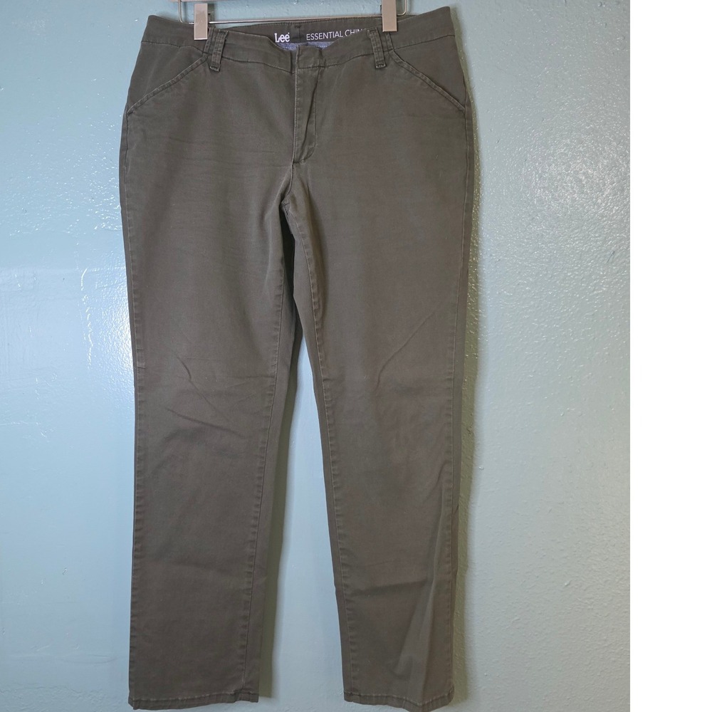 Lee Essential Chino Pants Olive Green Straight Leg Size 32x30
